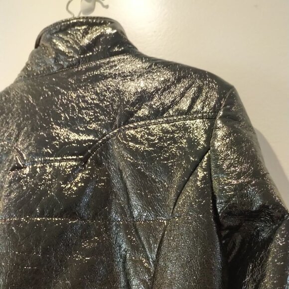 NWOT Sandwich Wet look Bomber Jacket Biker Moto Jacket vinyl look Mobwife Jacket - Picture 9 of 17